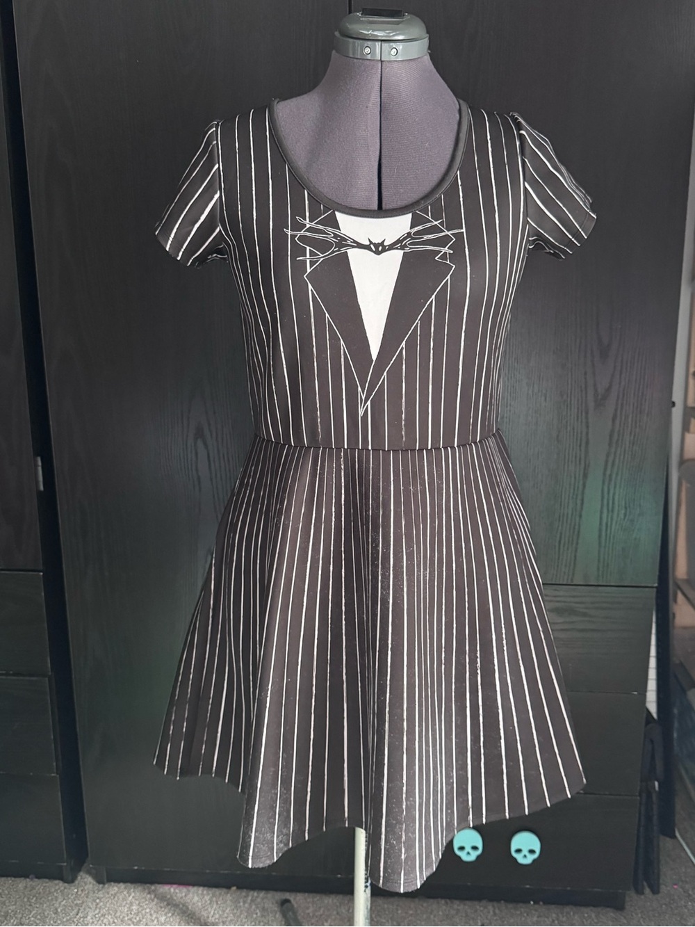 Disney Black and White Jack Skellington Pinstripe Dress